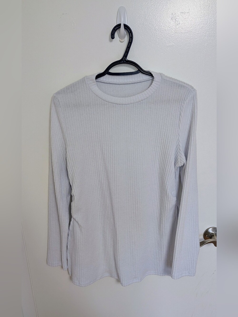 Maternity White Long Sleeve Ribbed Top - Women's Size Large